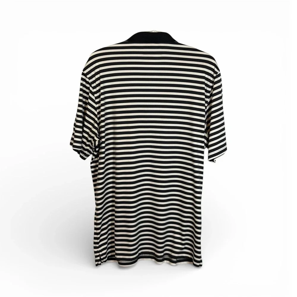 Callaway Opti‎ Dri Men's Golf Polo Shirt Black White Stripe Short Sleeve Size L